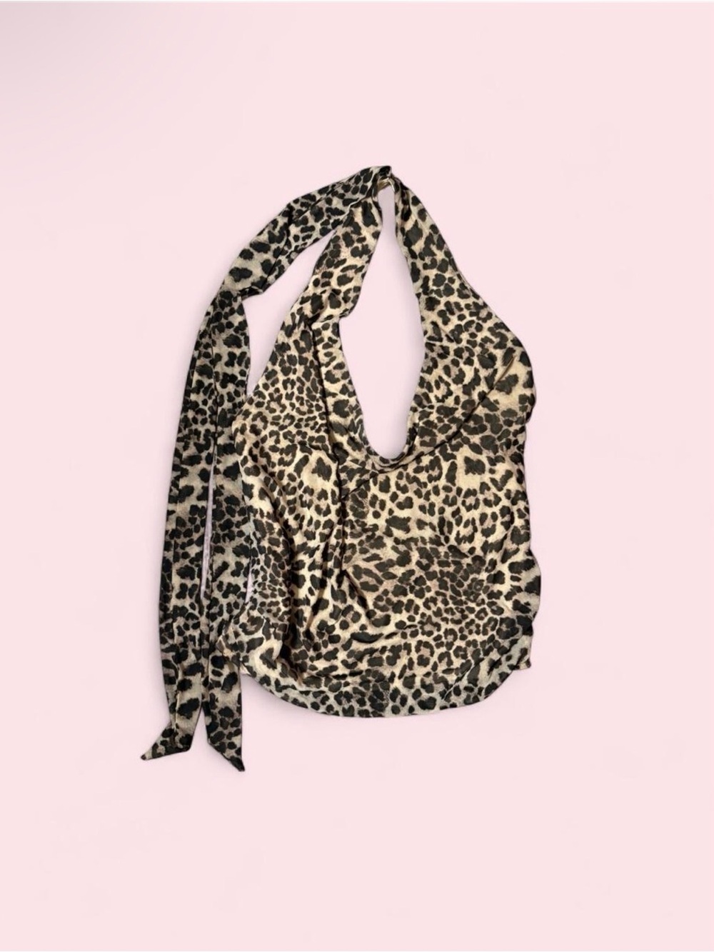 leopard print cowl neck halter neck top